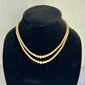 Elegant Cream and Silver Double-Strand Pearl Necklace